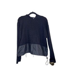 Vintage 1990s SILVIA NOVELLI Black Wool Blend Knit Hooded Sweater Cinch Waist